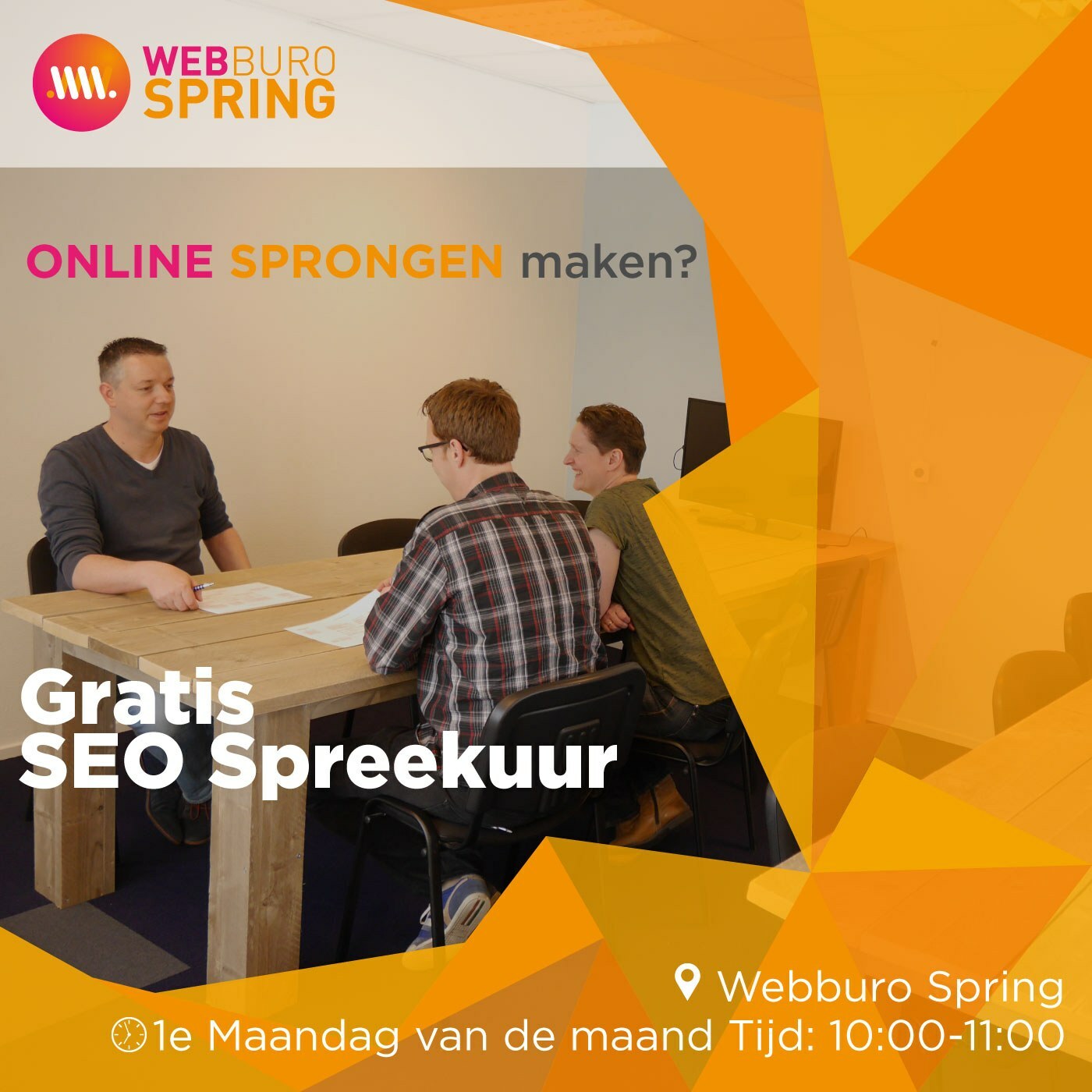 Kom naar ons ONLINE SEO spreek(half)uur voor praktische tips en antwoorden