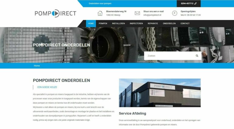 Portfolio Webburo Spring Pompdirect Onderdelen Horizontaal